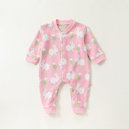 Autumn and Spring Arrival Baby Girls Simple Animals Cartoon Pattern Long Sleeves Rompers, MyKids-USA®, Baby One-Pieces, MyKids-USA - Size/Age - 66 (3-6M) - Color - Pink -  -  - TR2409272233-B