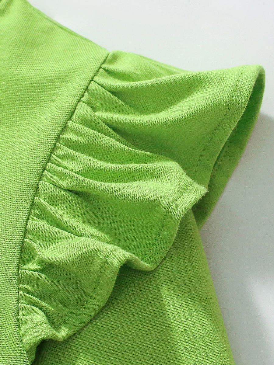 Summer Pure Cotton Animals Pattern Short-sleeved Green Dress for Stylish Girls, MyKids-USA®, Baby & Toddler Dresses, MyKids-USA -  -  -  -  -  -  - 