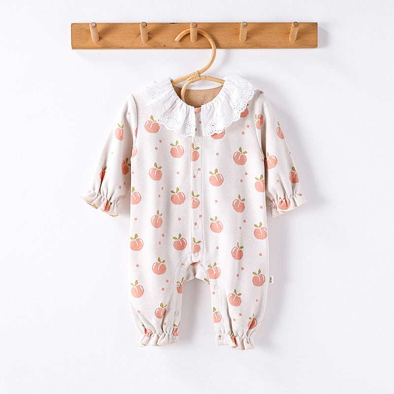Autumn and Spring Arrival Baby Girls Simple Fruits Pattern Long Sleeves Rompers, MyKids-USA®, Baby One-Pieces, MyKids-USA - Size/Age - 66 (3-6M) - Color - Grey -  -  - TR2409282045-A