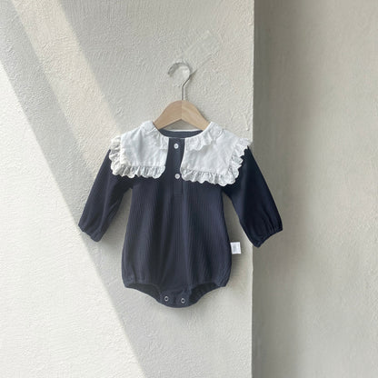MyKids-USA® Autumn Arrival Lace Trim Collar Baby Kids Girls Princess Long Sleeves Bodysuit