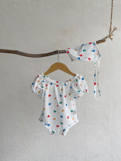 Arrival Girls’ Hearts Pattern Swimwear with Hat Set, MyKids-USA®, Baby & Toddler Swimwear, MyKids-USA -  -  -  -  -  -  - .