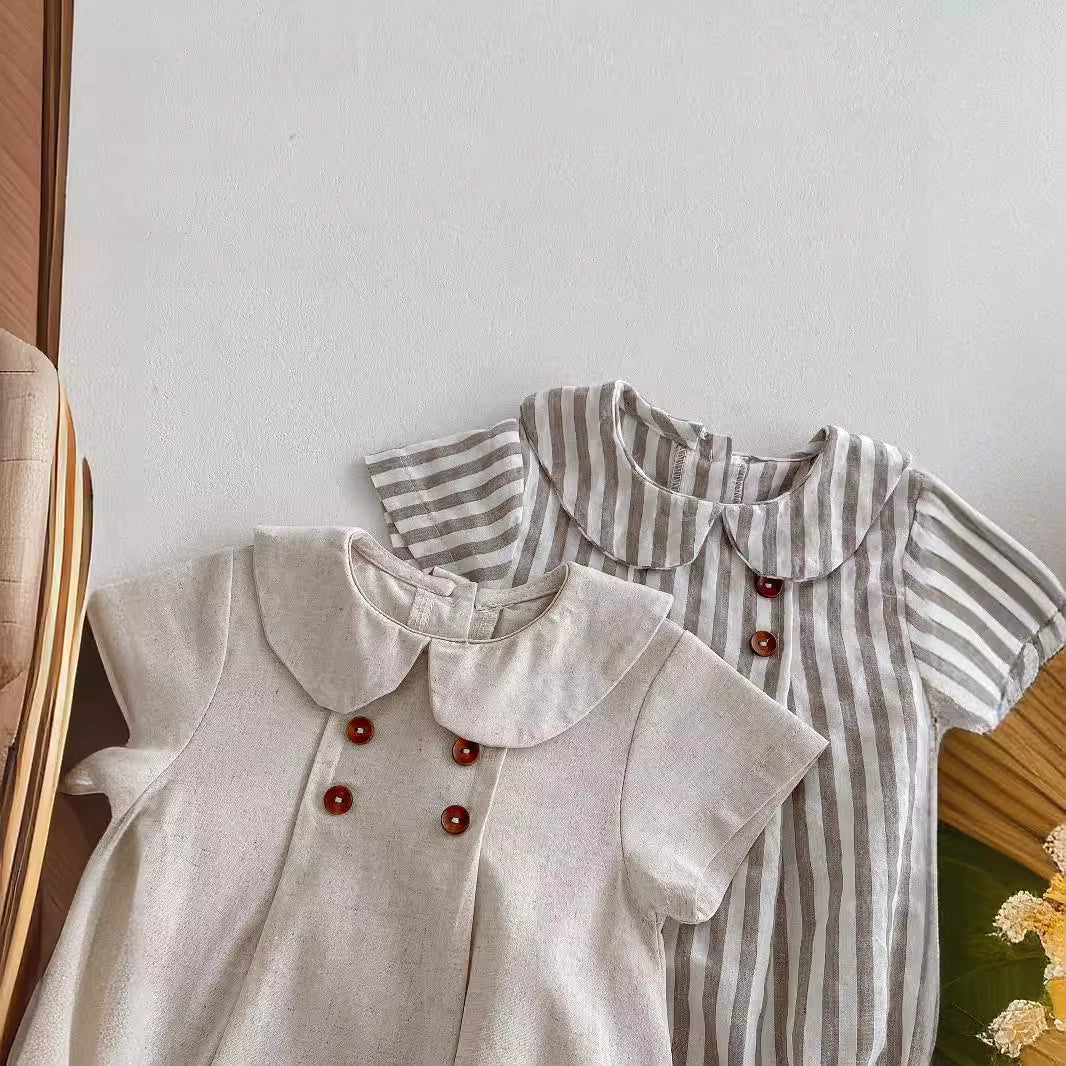 Summer Arrival Baby Girls Short Sleeves Peter Pan Collar Onesies, MyKids-USA®, Baby One-Pieces, MyKids-USA -  -  -  -  -  -  - 