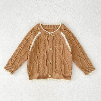 Arrival Autumn Baby Unisex Long Sleeves Geometric Jacquard Pattern Knitted Top Cardigan Sweater, MyKids-USA®, Cardigans, MyKids-USA - Size/Age - 73 (6-9M) - Color - Brown -  -  - TR2507262225-B