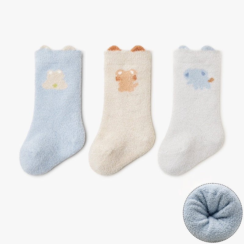 Winter Arrival Baby Unisex Breathable Animals Pattern Color Patchwork Socks 1 Lot=3-Pair Set