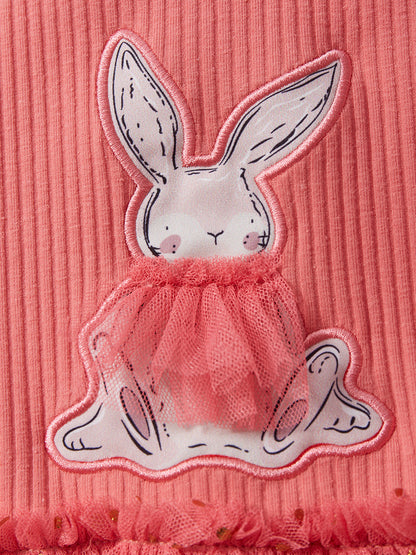 Summer Baby Girls Sleeveless Rabbit Cartoon Chiffon Dress