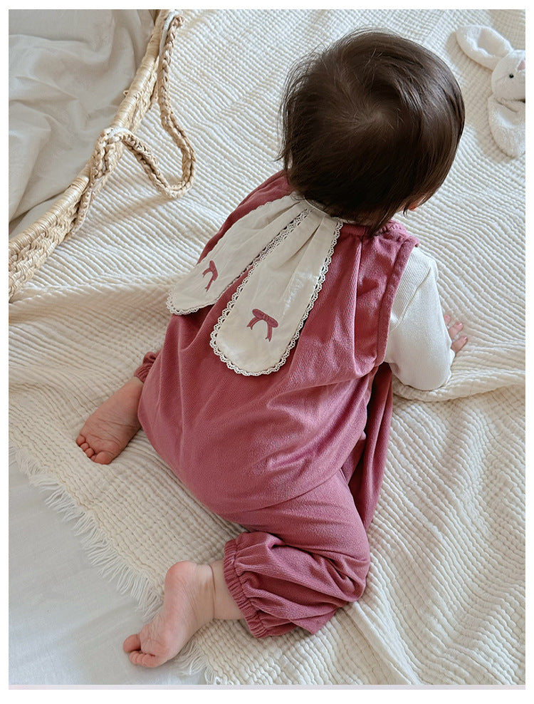 Autumn Baby Kids Girls Cute Rabbit’s Ears Design Crew Neck Top and Overalls Clothing Sets, MyKids-USA®, Baby One-Pieces, MyKids-USA -  -  -  -  -  -  - 