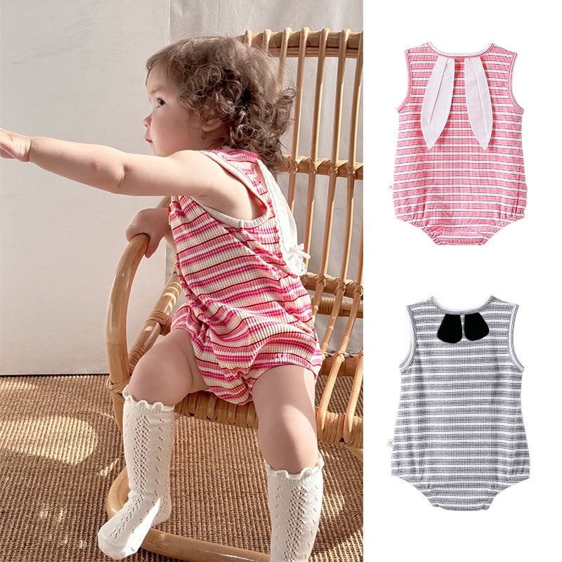 Summer Arrival Baby Cute Striped Sleeveless Rabbit Cartoon Design Onesies, MyKids-USA®, Baby One-Pieces, MyKids-USA -  -  -  -  -  -  - 