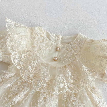 Summer Arrival Baby Girls Cute Solid Color Short Sleeves Floral Tulle Patchwork Dress Design bodysuit, MyKids-USA®, Baby One-Pieces, MyKids-USA -  -  -  -  -  -  - .