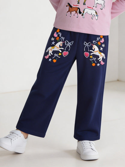MyKids-USA® Arrival Autumn Cartoon Embroidery Pattern Pants for Girls