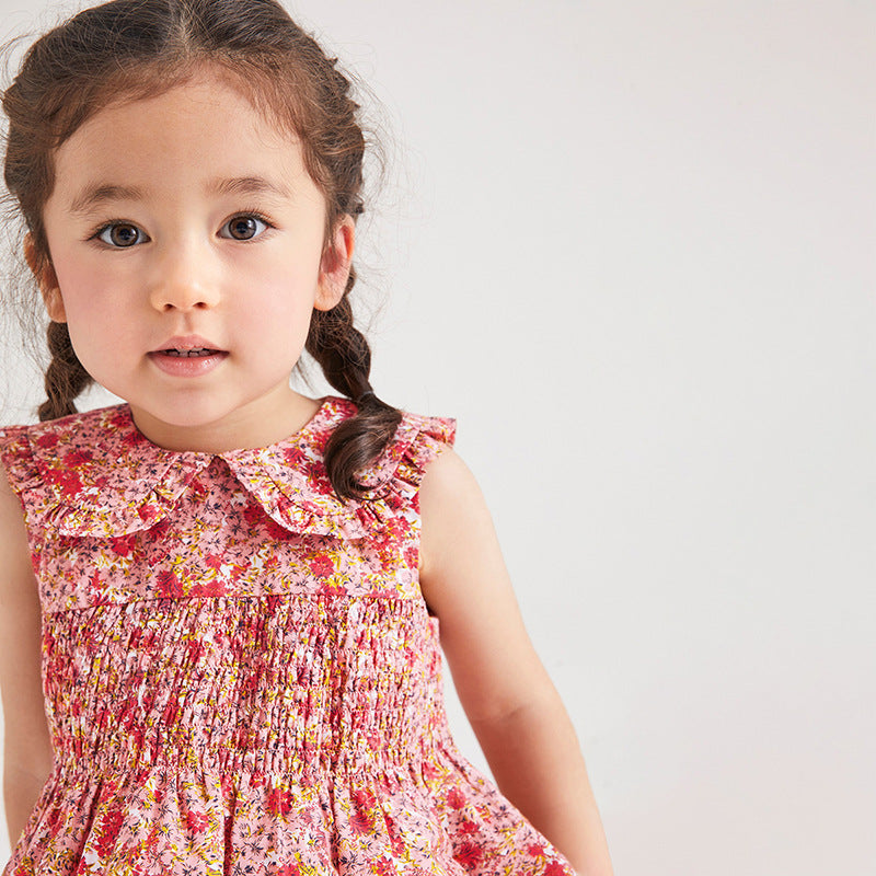 Summer Pure Cotton Floral Pattern Sleeveless Dress for Stylish Girls, MyKids-USA®, Baby & Toddler Dresses, MyKids-USA -  -  -  -  -  -  - 