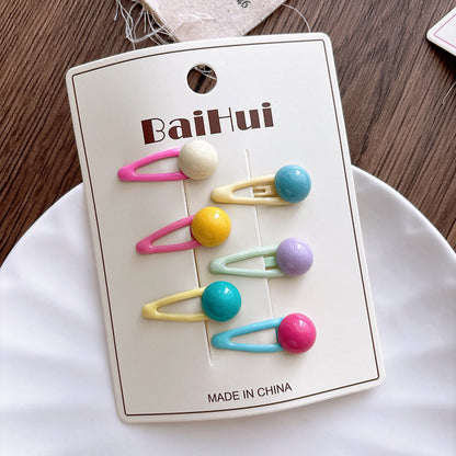 Collection of 6 Versatile Geometric Shape Flowers Pattern Hair Clips, MyKids-USA®, Hair Pins, Claws & Clips, MyKids-USA - Size/Age - Average Size (0-12Y） - Color - Red -  -  - TR2602081307-C.