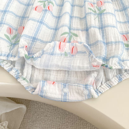 MyKids-USA® Autumn Flowers and Plaid Pattern Baby Kids Girls Princess Long Sleeves Bodysuit