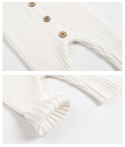 Hot Selling Autumn Baby Kids Long Sleeves Solid Color Single Breasted Rompers