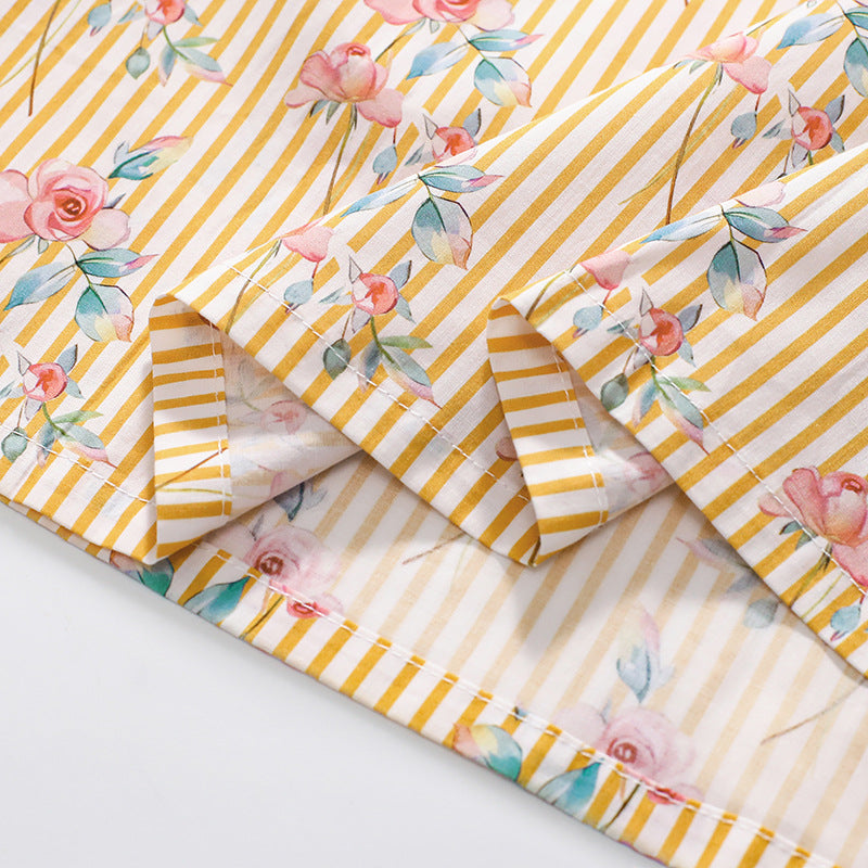 Summer Arrival Flowers and Stripe Pattern Short Sleeves Dress for Stylish Girls, MyKids-USA®, Baby & Toddler Dresses, MyKids-USA -  -  -  -  -  -  - 