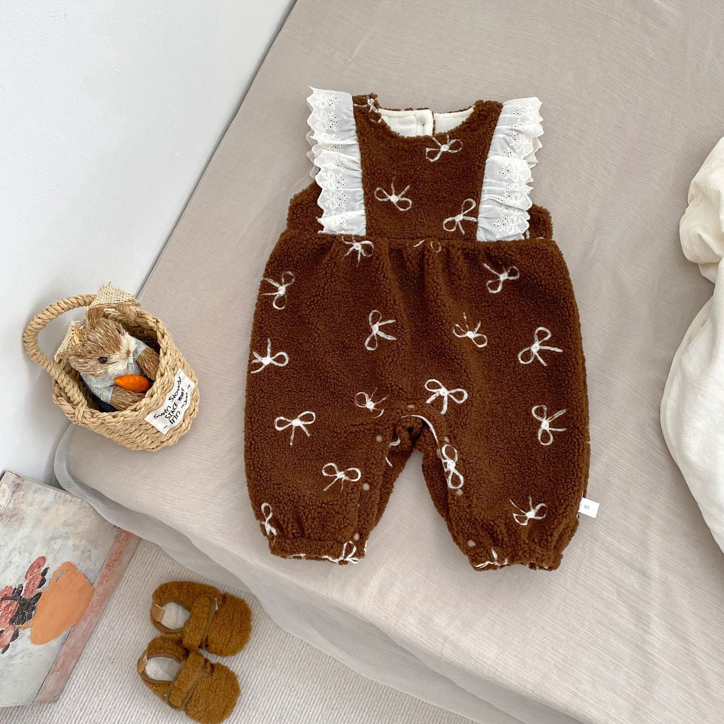 Winter Arrival Baby Girls Sleeveless Geometric Pattern Fluffy Warm Rompers, MyKids-USA®, Baby One-Pieces, MyKids-USA - Size/Age - 66 (3-6M) - Color - Brown -  -  - TR2512031759-B