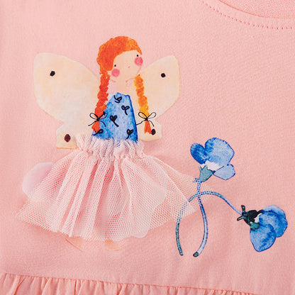 Summer Arrival Princess and Fairy Pattern Short Sleeves Dress for Stylish Girls
