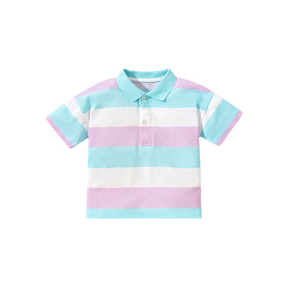 Baby Kids Boys Striped Short Sleeves Polo Shirt