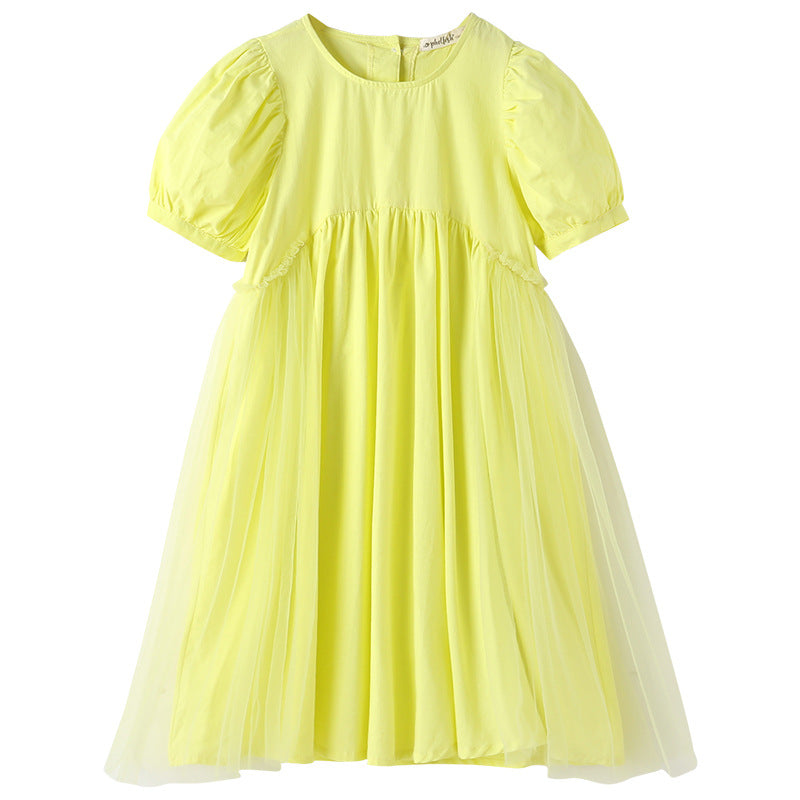 Hot Selling Summer Kids Girls French Style Solid Color Yellow Pure Cotton Short Sleeves Dress, MyKids-USA®, Baby & Toddler Dresses, MyKids-USA - Size/Age - 120 (5-7Y) - Color - Yellow -  -  - TR2404152342-A