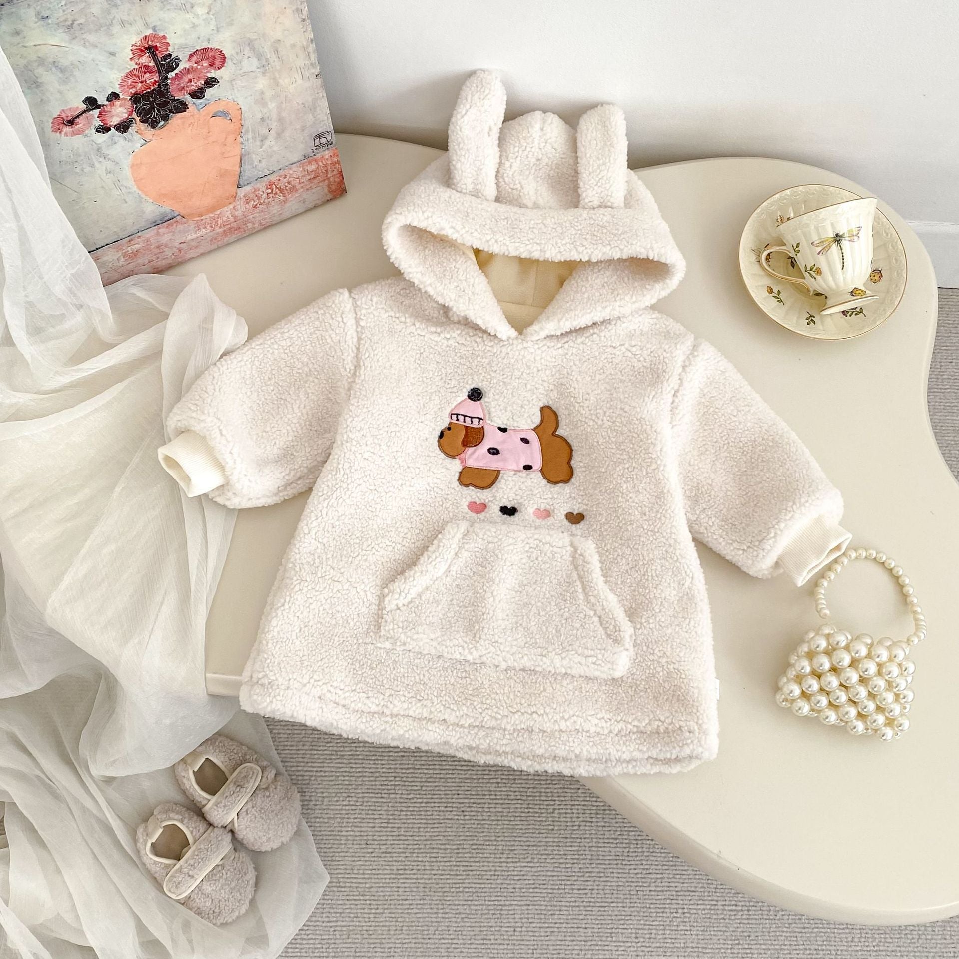 Winter Baby Kids Girls Long Sleeves Cartoon Pattern Fluffy Hoodies and Striped Pants Clothing Set, MyKids-USA®, Baby & Toddler Outfits, MyKids-USA -  -  -  -  -  -  - 