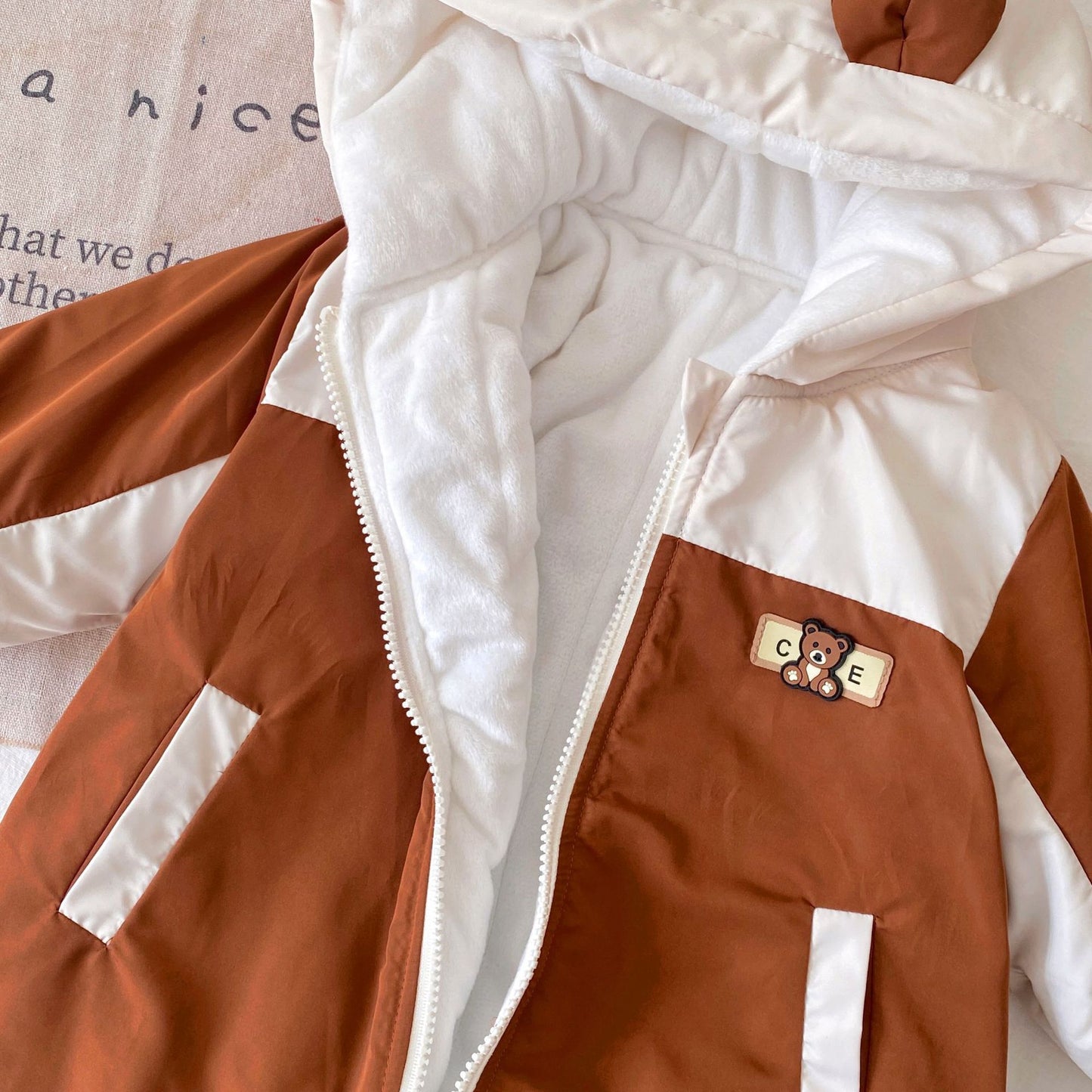 Winter Arrival Baby Unisex Long Sleeves Color Patchwork Fleece-Lined Hooded Rompers, MyKids-USA®, Baby One-Pieces, MyKids-USA -  -  -  -  -  -  - .