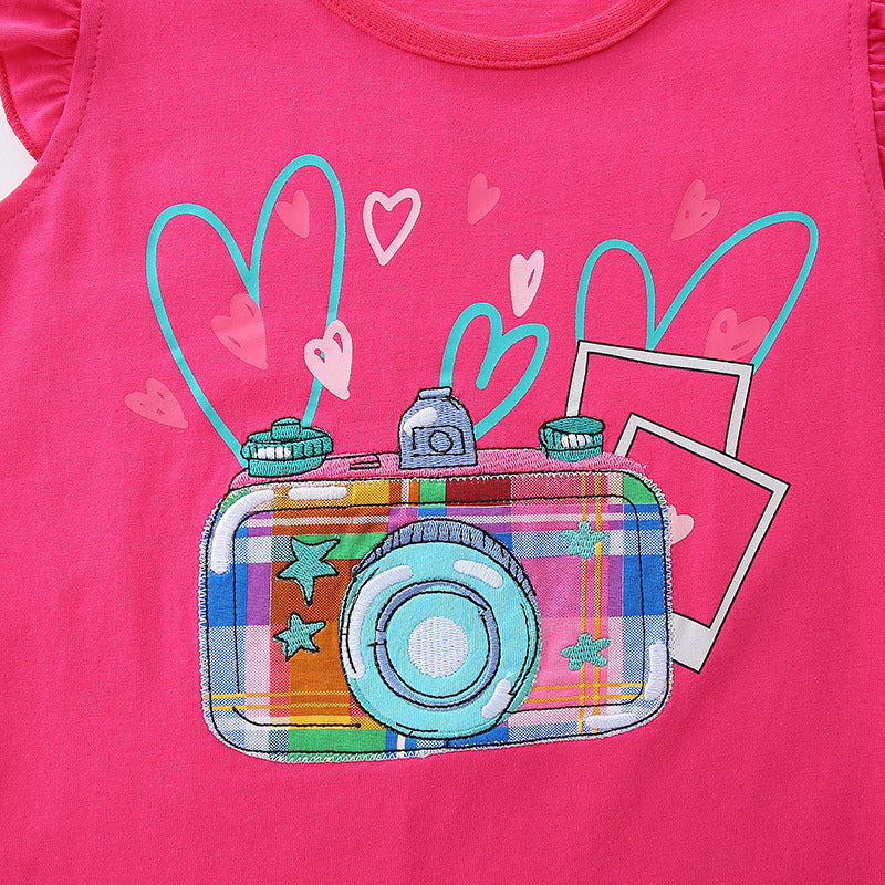 Summer Baby Kids Cartoon Camera Pattern Vest and Plaid Shorts Clothing Set for Girls, MyKids-USA®, Baby & Toddler Outfits, MyKids-USA -  -  -  -  -  -  - 