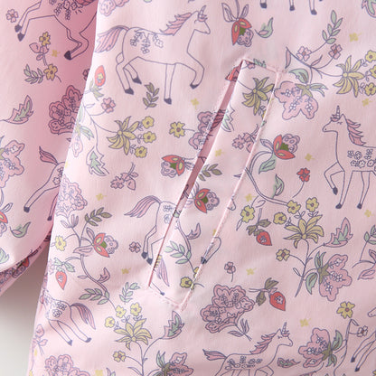 Arrival European and American Style Girls’ Hooded Zip-up Floral Pattern Pink Coat with Long Sleeves, MyKids-USA®, Puffer Jackets, MyKids-USA -  -  -  -  -  -  - 