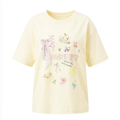 Arrival Summer Baby Kids Girls Short Sleeves Cartoon Pattern T-Shirt and Plain Skirt Sets