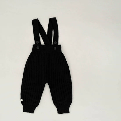 Autumn Arrival Baby Unisex Solid Color Sleeveless Knitted Strap Overalls, MyKids-USA®, Baby One-Pieces, MyKids-USA - Size/Age - 66 (3-6M) - Color - Black -  -  - TR2509062205-B