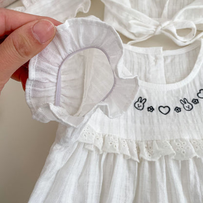 Summer Arrival Baby Girls Short Sleeves Embroidered Pattern Bodysuit with Hat, MyKids-USA®, Baby & Children's One-Pieces, MyKids-USA -  -  -  -  -  -  - .