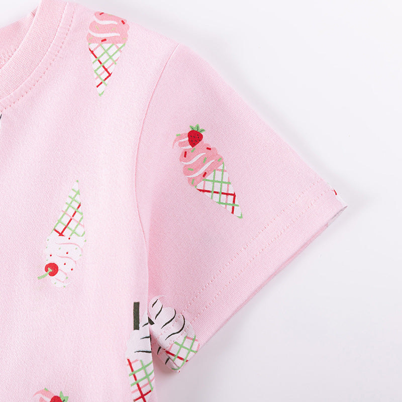 Summer Arrival Ice-Cream Cartoon Pattern Short Sleeves Dress for Stylish Girls, MyKids-USA®, Baby & Toddler Dresses, MyKids-USA -  -  -  -  -  -  - .