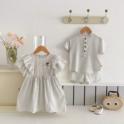 Summer Hot Selling Baby Kids Boys Short Sleeves Striped Pattern Top Shirt and Shorts Clothing Set, MyKids-USA®, Baby & Toddler Outfits, MyKids-USA -  -  -  -  -  -  - 