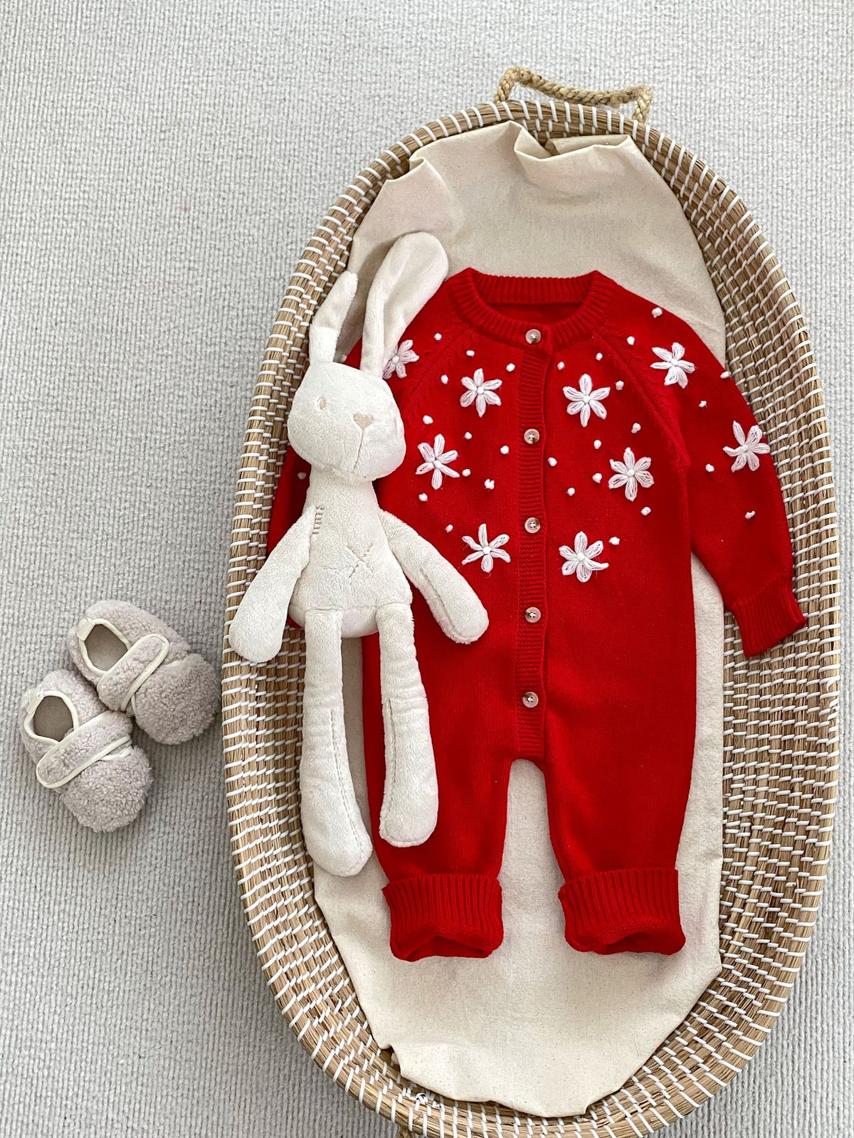 Spring Baby And Kids Girls Floral Knitting Pattern Pullover Sweater/Romper And Hats Clothing Set, MyKids-USA®, Baby & Toddler Outfits, MyKids-USA - Size/Age - 66 (3-6M) - Color - White -  -  - TR2312262314-B.