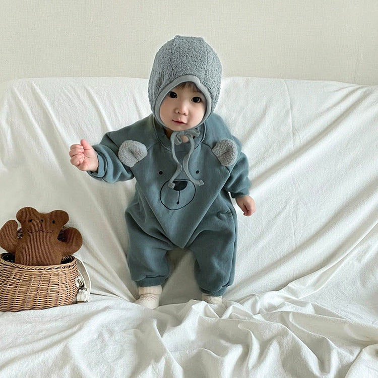Autumn and Spring Arrival Baby Unisex Long Sleeves Teddy Bear Pattern Cute Rompers, MyKids-USA®, Baby One-Pieces, MyKids-USA - Size/Age - 66 (3-6M) - Color - Blue -  -  - TR2601221733-B.