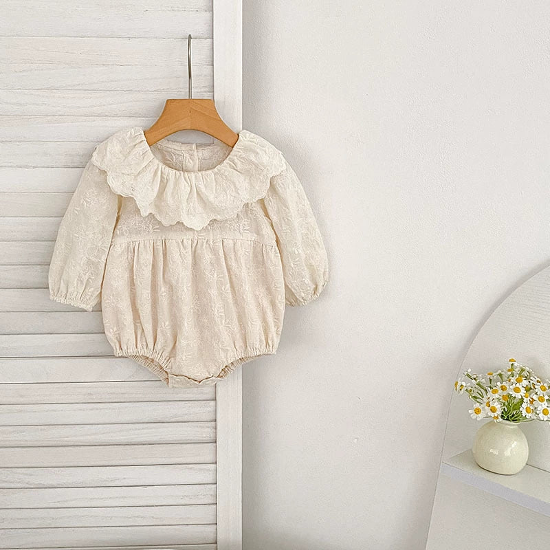 Autumn Baby Girls French Style Solid Color Flowers Embroidered Pattern Long-sleeved Onesies and Dress – Princess Sister Matching Set, MyKids-USA®, Baby & Toddler Dresses, MyKids-USA - Size/Age - 66 (3-6M) - Color - Beige -  -  - TR2506202041-A