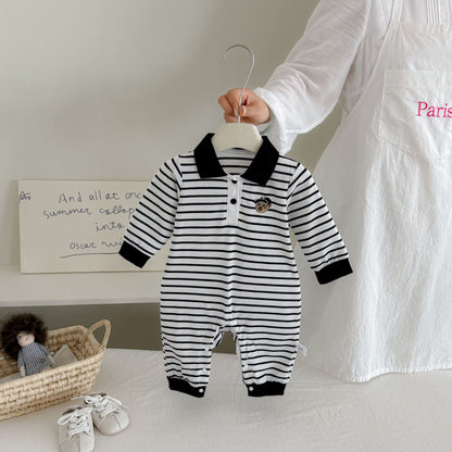 MyKids-USA® Autumn Arrival Baby Boys Long Sleeves Casual Turn-down Collar Rompers