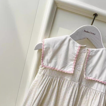 Summer Baby Kids Girls Sleeveless Birthday Embroidery Dots Print Dress