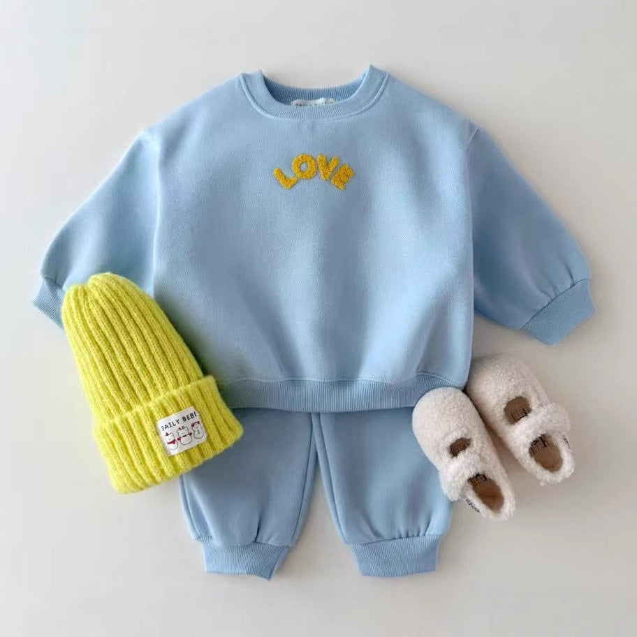 Autumn Baby Kids Unisex Casual Letters Pattern Long Sleeves Top Pullover and Pants Clothing, MyKids-USA®, Baby & Toddler Outfits, MyKids-USA - Size/Age - 66 (3-6M) - Color - Blue -  -  - TR2505162155-A