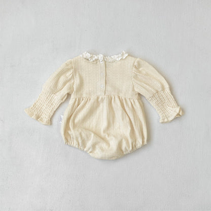 MyKids-USA® Autumn Vintage Lace Trim Baby Kids Girls Princess Long Sleeves Bodysuit
