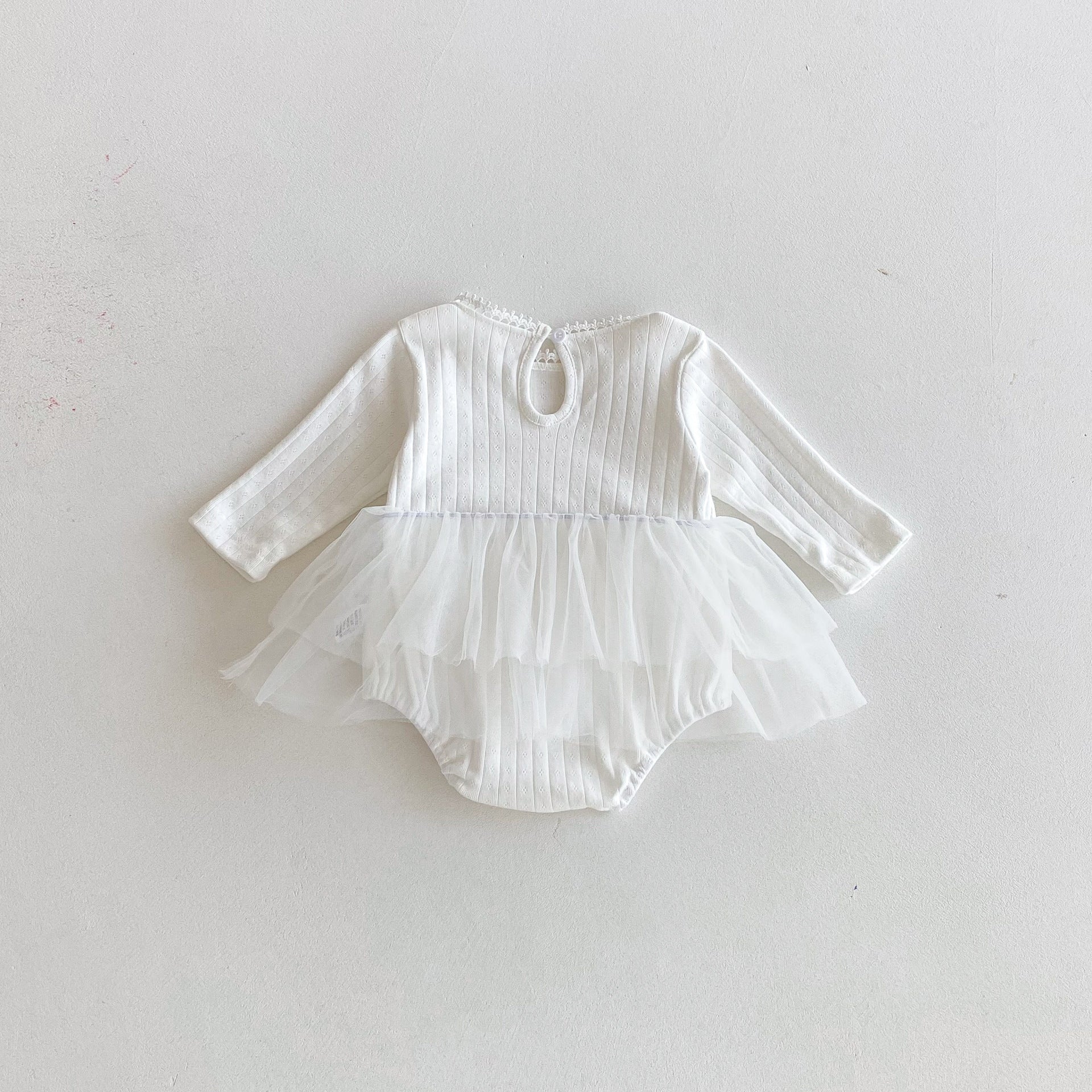 Autumn Arrival Baby Girls Long Sleeves Beige Onesies with Tulle Decoration, MyKids-USA®, Baby & Toddler Dresses, MyKids-USA -  -  -  -  -  -  - 