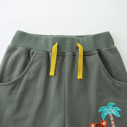Summer Arrival Baby Kids Boys Cotton Casual Style Cartoon Tiger Embroidered Pattern Shorts, MyKids-USA®, Shorts, MyKids-USA -  -  -  -  -  -  - 