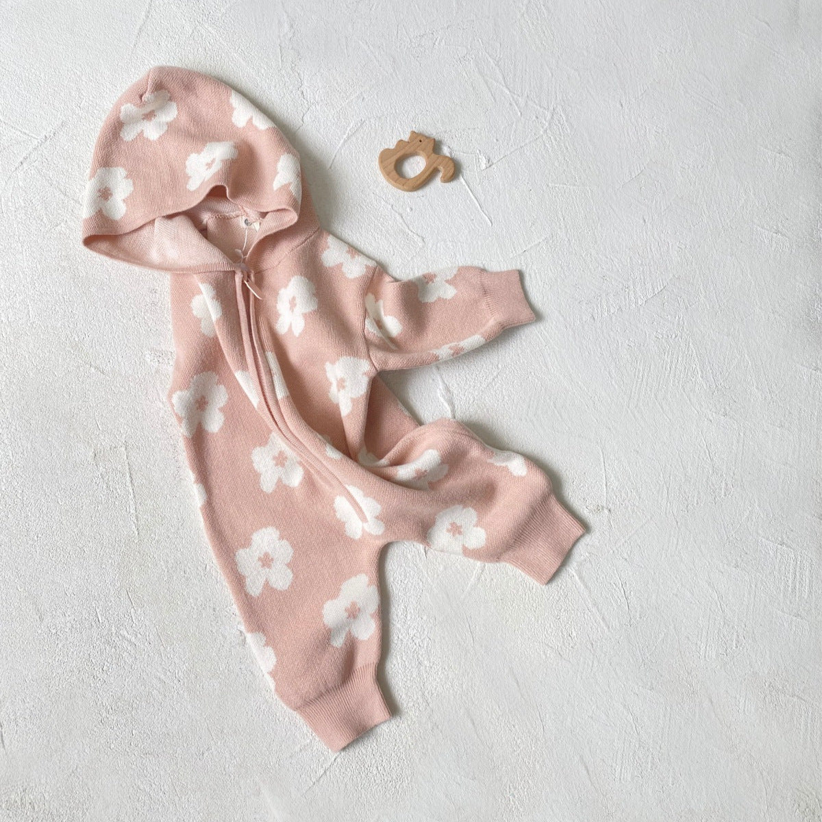 Autumn and Spring Arrival Baby Girls Long Sleeves Floral Zip-up Rompers, MyKids-USA®, Baby One-Pieces, MyKids-USA - Size/Age - 66 (3-6M) - Color - Pink -  -  - TR2512251314-B.