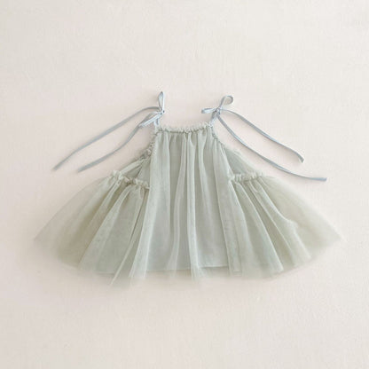 Summer Arrival Sleeveless Solid Color Tulle Dress for Stylish Girls, MyKids-USA®, Baby & Toddler Dresses, MyKids-USA - Size/Age - 73 (6-9M) - Color - Green -  -  - TR2504260043-B
