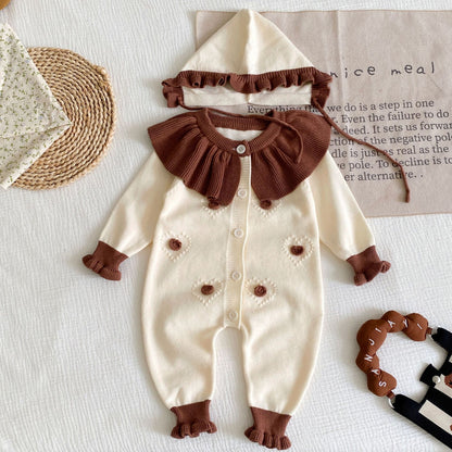 Autumn and Winter Arrival Baby Girls Long Sleeves Heart Pattern Color Patchwork Rompers, MyKids-USA®, Baby One-Pieces, MyKids-USA - Size/Age - 66 (3-6M) - Color - Apricot -  -  - TR2511262202-A