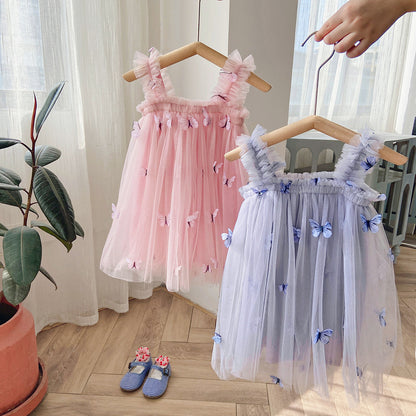 Summer Baby Kids Girls Sleeveless Butterfly Pattern Tulle Strap Dress, MyKids-USA®, Baby & Children's Dresses, MyKids-USA -  -  -  -  -  -  - .
