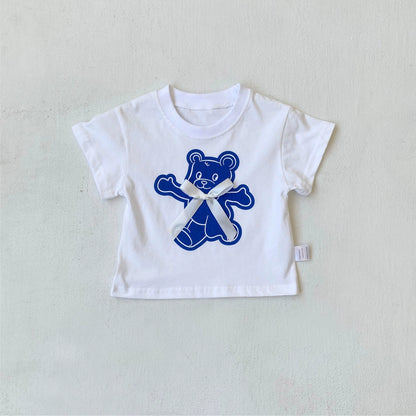 Summer Arrival Baby Kids Girls Teddy Bear Pattern T-shirt, MyKids-USA®, T-Shirts, MyKids-USA - Size/Age - 73 (6-9M) - Color - White -  -  - TR2506292048