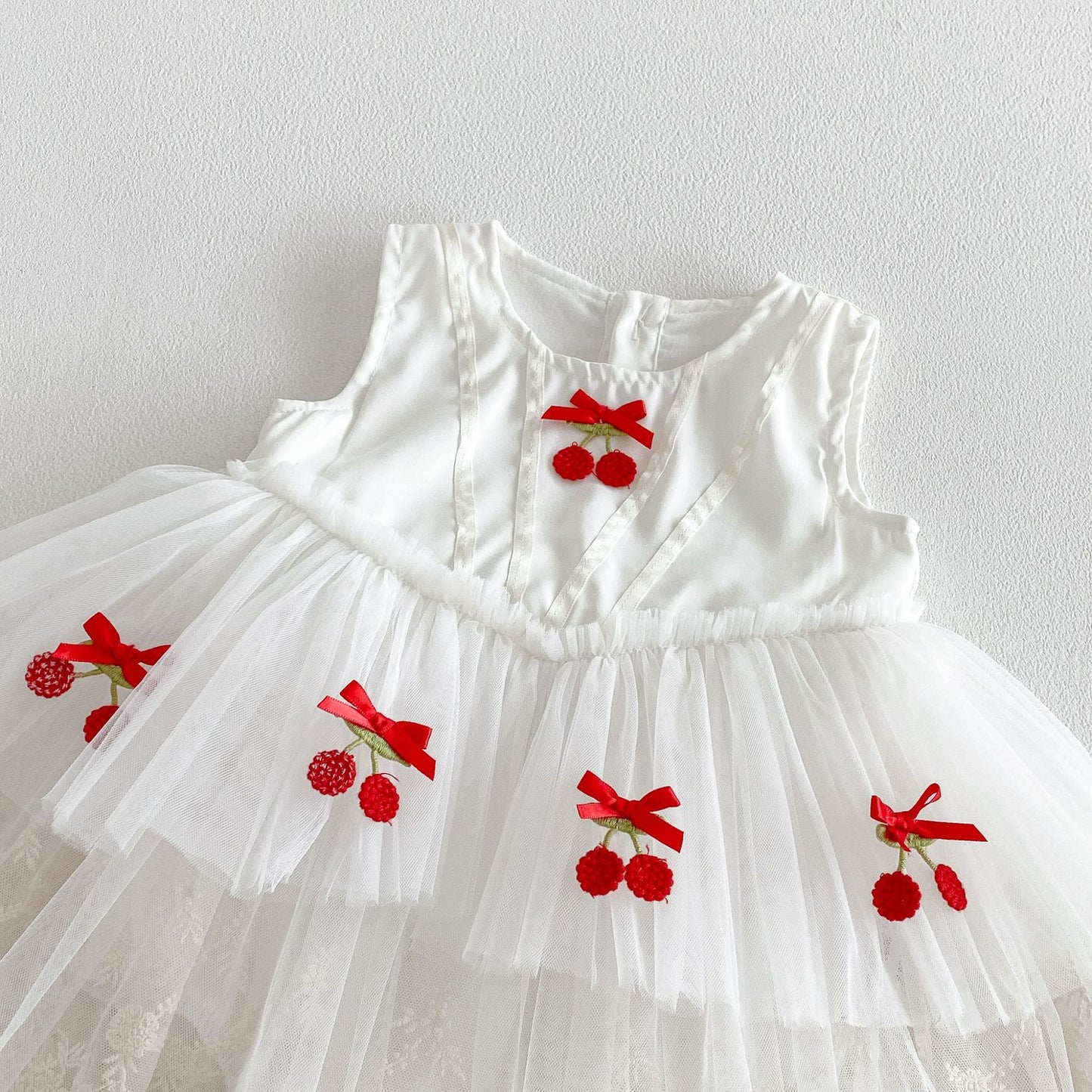 Summer Arrival Baby Girls Sleeveless Cherry Pattern Bodysuit Dress