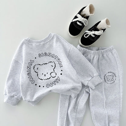 Spring and Autumn Kids Unisex Casual Teddy Pattern Long Sleeves Top Sweatshirt and Pants Clothing Set, MyKids-USA®, Baby & Toddler Outfits, MyKids-USA - Size/Age - 66 (3-6M) - Color - Grey -  -  - TR2411172325-A