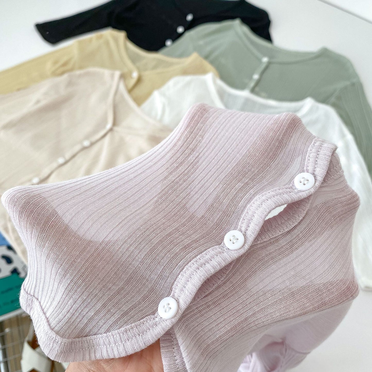 Summer New Arrival Baby Kids Girls Breathable Thin V Neck Long Sleeves Single Breasted Shirt