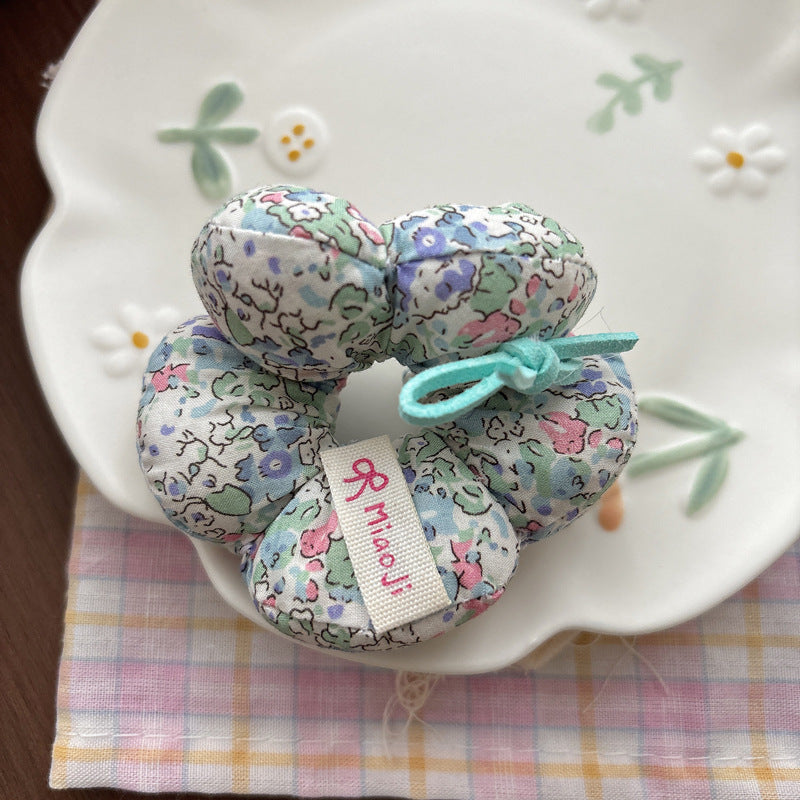 Collection of Floral Hair Ties, MyKids-USA®, Ponytail Holders, MyKids-USA - Size/Age - Average Size (0-12Y） - Color - Blue -  -  - TR2604302326-A.