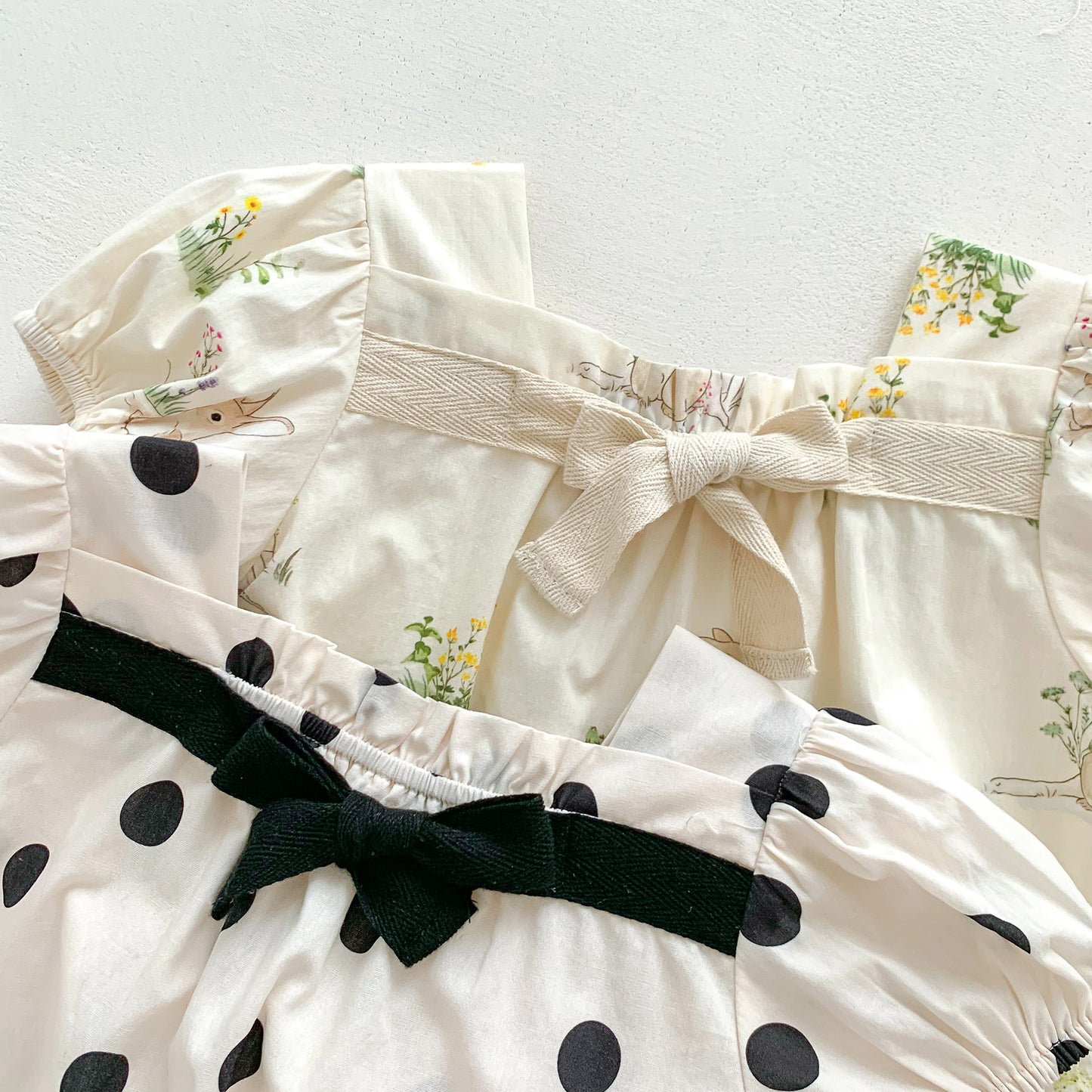 Summer Hot Selling Baby Girls Short Sleeves Square Neck Rabbits/Polka Dots Print Onesie, MyKids-USA®, Baby One-Pieces, MyKids-USA -  -  -  -  -  -  - 